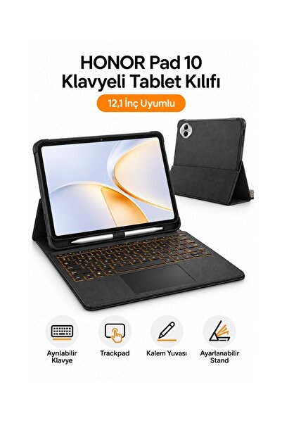 Fuchsia Honor Pad 10 HEY3-W00 12.1 Uyumlu Klavyeli Tablet Kılıfı Trackpad 7 R...