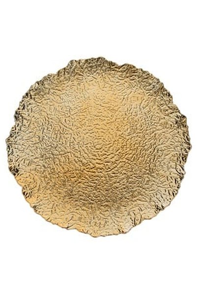 OEM Platou Rotund Decorativ Auriu cu Relief Asimetric din Plastic Ø40x3cm