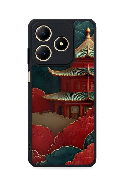 BGAKSESUAR حافظة مقاومة للصدمات متوافقة مع Realme C61 مع تصميم نمط المعبد الص...