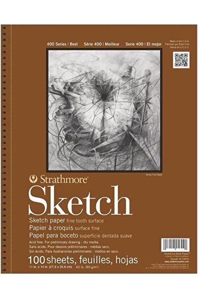 Strathmore دفتر رسم سلسلة 400 طراز 455-4 (11 × 14 بوصة، أبيض) - 100 ورقة