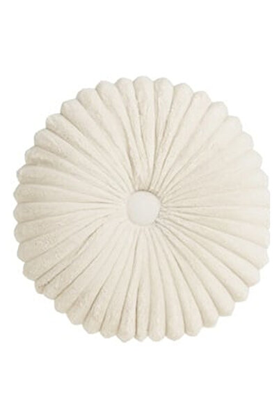 OEM Perna Decorativa Velvet Ecru cu Nasture pentru Canapea Ø35cm