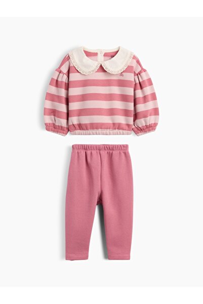 GAP Bebek Pembe VintageSoft Dantel Yaka Sweat Takımı