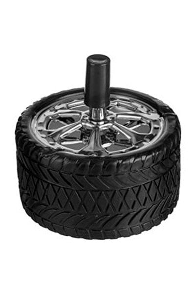 OEM Scrumiera Metalica Anti Vant cu Model Roata Neagra Ø9.5x10cm