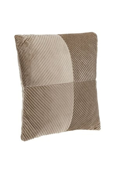 OEM Taupe Velvet Decorative Pillow with Embossed Stripes 45x45cm