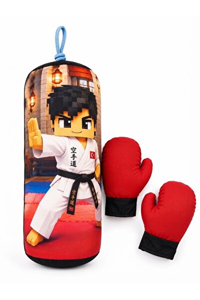 NOVAJOY Çocuk Boks Torbası Seti 45 cm - Kumaş Boks Eldivenli Oyun Seti