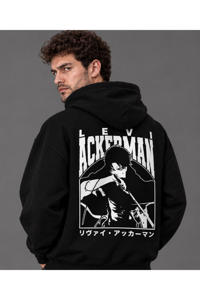 Nulivez هودي Attack on Titan Levi Ackerman – سترة بقلنسوة كبيرة الحجم مطبوعة ...
