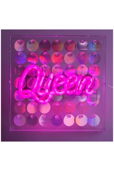 OEM Panou LED Neon Roz Queen cu Paiete 23x23cm