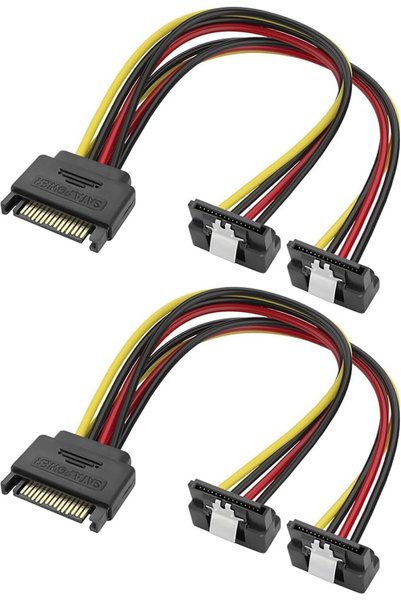 ELECDON 2 Pack SATA Power Splitter Cable, 15 Pin Male to Dual Female Adapter,...