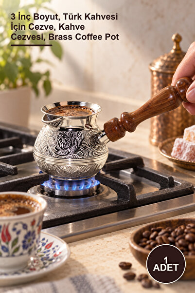 Yenilig 1 piece brass coffee pot - 3 inch size, coffee pot for turkish coffee...
