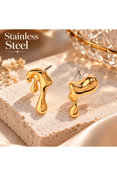 stainless steell Gold Color Anti-Allergic Original Design Steel Earring