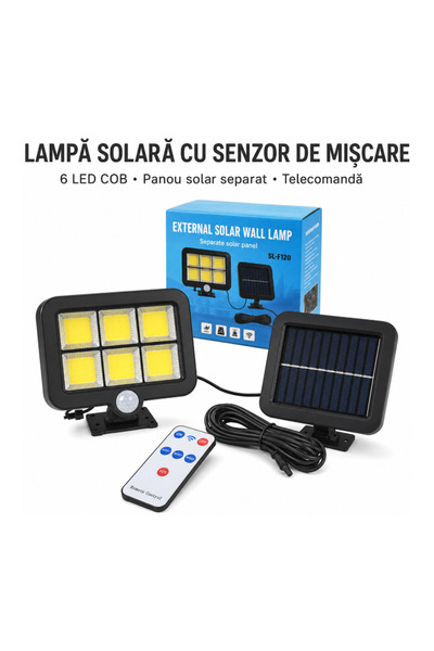 RXH Lampă Solară cu Senzor de Mișcare și Telecomandă, pentru Exterior