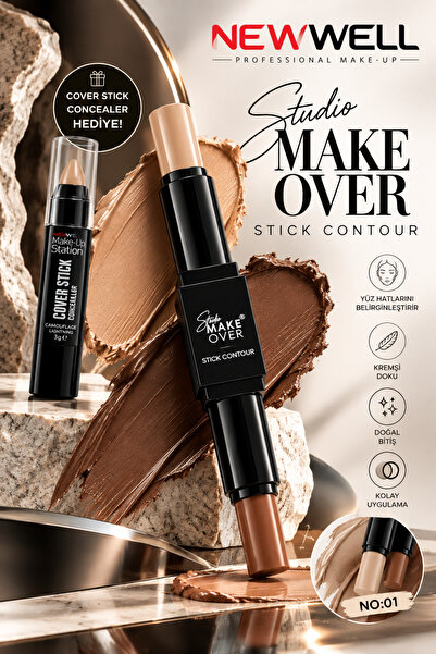 New Well Studio Make Over Stick Contour No:01 & Cover Stick Concealer Hediye