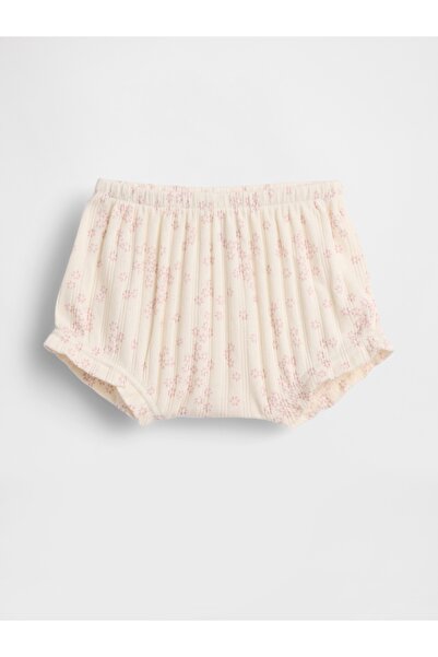 GAP Bebek Krem First Favorites Pointelle Fitilli Çiçek Desenli Şort