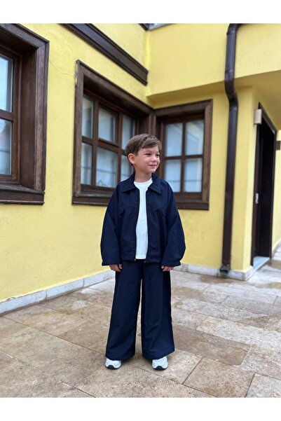 Generic Brand Unisex navy blue zippered jacket pants set