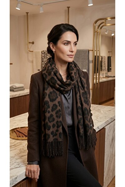 Luma Decor Leopar Desen Şal Atkı