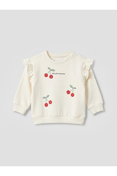 LC Waikiki Alita City Lcw Baby Ecru Ruffle Detailed Baby Girl Sweatshirt