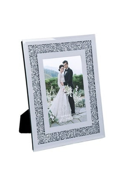 OEM Rama Foto Decorativa din Sticla Oglinda Argintie Glitter 10x15cm