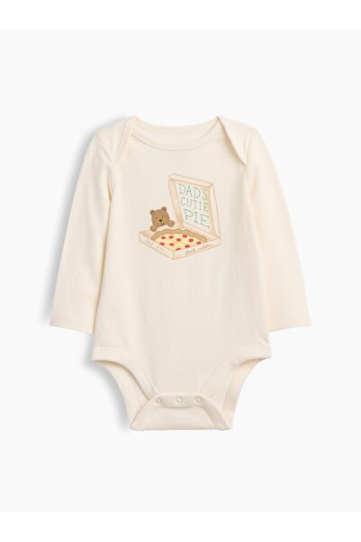GAP Bebek Krem First Favorites Organik Pamuk Grafik Baskılı Bodysuit