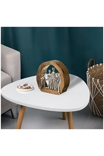 OEM Decoratiune de Masa Coronita din Lemn cu Figurina Familie 19.5x5x18cm