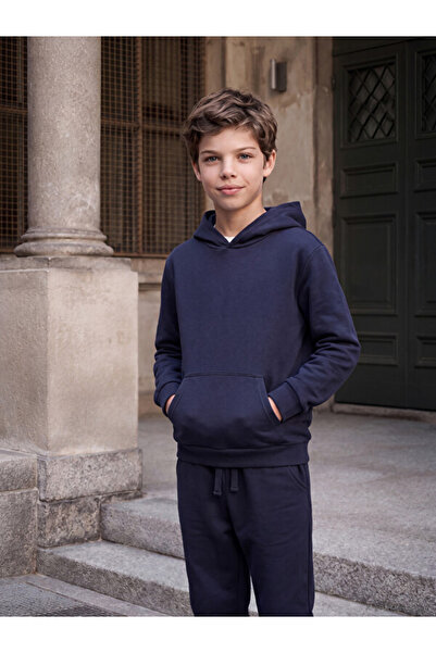 LC Waikiki Rmz Gi̇yi̇m Farkiyla Hooded Plain Boys' Thick Sweatshirt