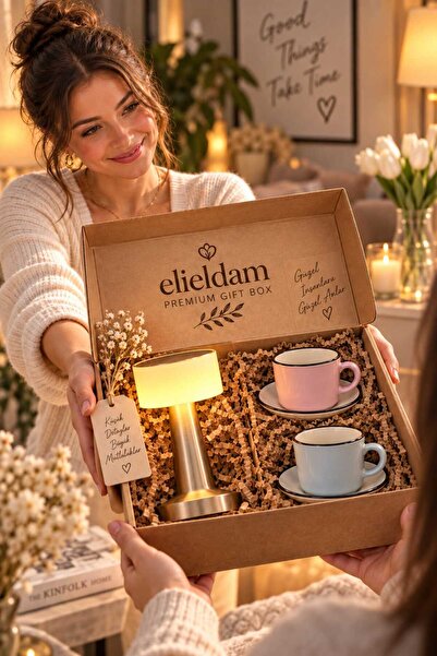 elieldam Premium İkili Kahve Keyfi Hediye Seti Doğum Günü/Yıl dönümü/Yeni Ev/...