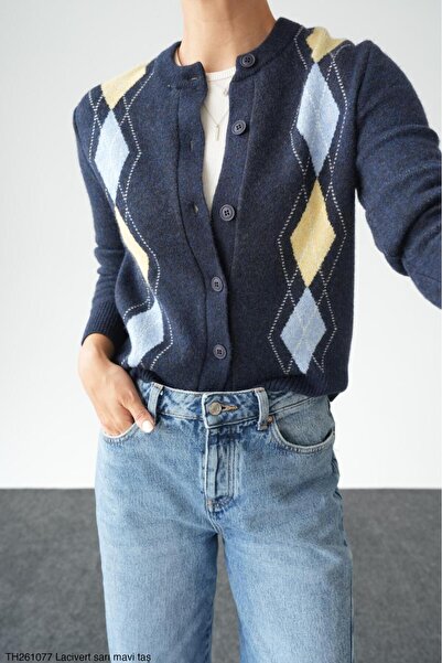 CADDELAMODA Baklava Patterned Cardigan