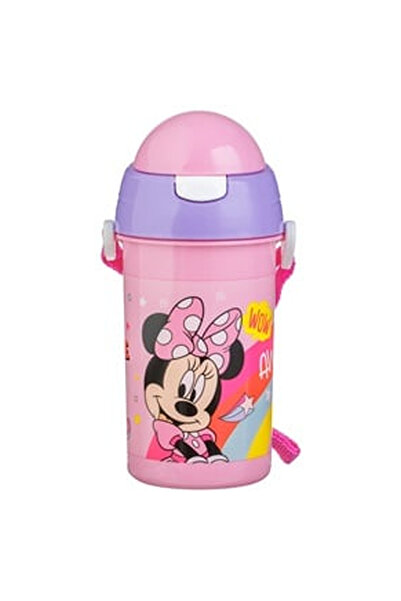 OEM Pop Up Μπουκάλι Νερού Minnie Mouse Ροζ Λιλά 500ml
