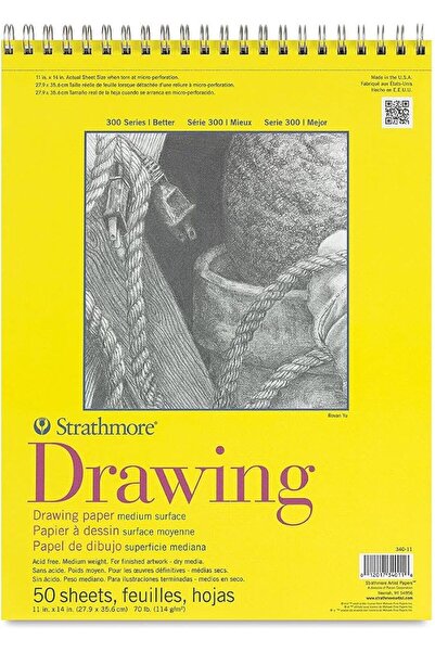 Strathmore 300 Series Drawing Paper Pad, Top Wire Bound, 11x14 inches, 50 She...