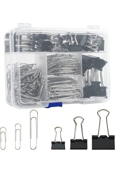 ehmedi tea EHME Binder Clips & Paper Clips Assorted Sizes, 340pcs Black, Offi...