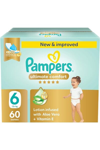 Pampers Baby Wipes Pampers Ultimate Comfort Taped Diapers, Size 6, 13+kg, Gia...