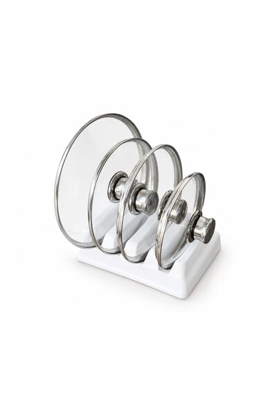 OEM Organizator alb pentru capace de oale și tigăi, 4 compartimente, design v...