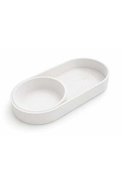 OEM Tavă organizatoare ovală cu bol detașabil, albă, design modern, 30x20cm