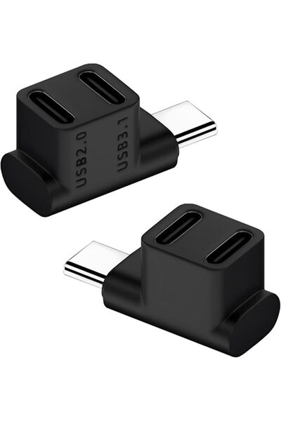 Generic 2Pcs 90 Degree Type C Adapter, 10Gbps USB 3.1 Type C Male to Dual Fem...