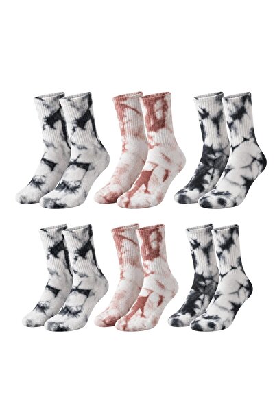 WomanAndKids Wak Unisex Batik Patterned Socks Set of 6 Cotton Long Socks Dail...