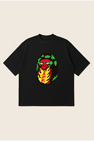 Moon Dancer Bape Sta Овърсайз суитшърт с качулка с принт на глава на маймуна,...