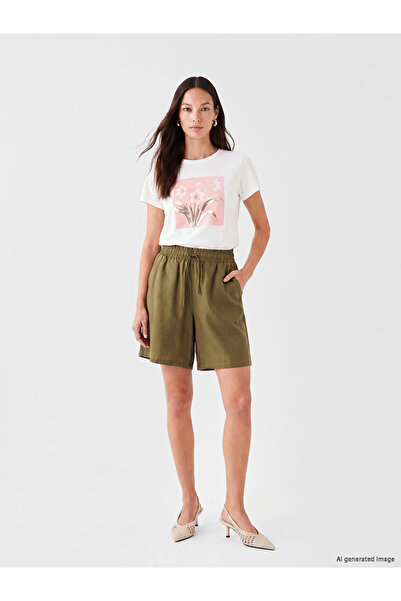 LC Waikiki Lcw Everyday Women's Linen Blend Shorts with Elastic Waist