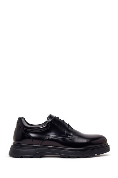 Derimod Fly Men's Black Lace-Up Thick Soled Leather Casual Shoes Wm720019Da