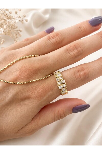 nunu takı Stone Array Bar Gold Ring