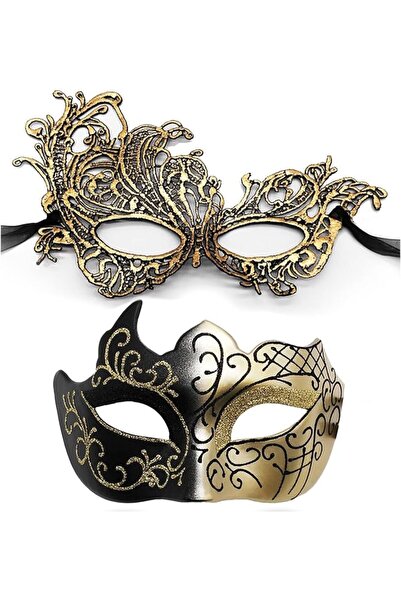 X SPRING Venetian Mask, Elegant Couple Masquerade Face Cover for Women and Me...