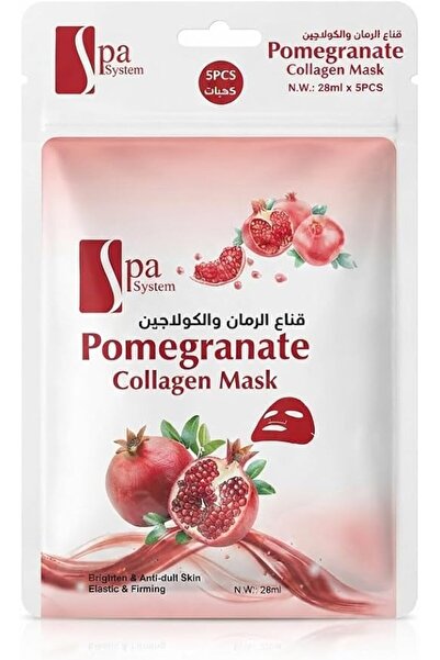 Spa System قناع الوجه بالرمان والكولاجين - 28 مل × 5 قطع