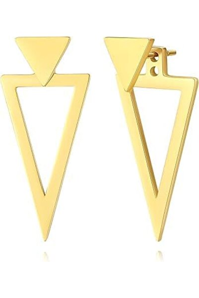 Arabest Vintage Metal Triangle Ear Jacket Earrings,Hollow Geometric Front and...