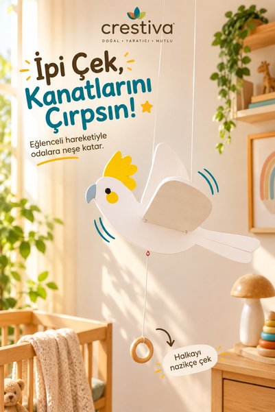 Kanat Çırpan Ahşap Kakudu - Ahşap Tavan Süsü ve Odas Dekoru