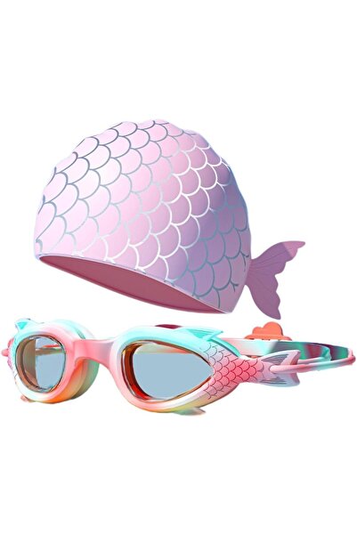 Arabest Kids Swim Goggles and Swim Cap Set,Pink Frog Design for Boys and Girl...