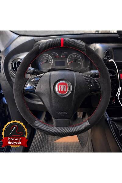 HasAkman Fiat Punto Evo Dikme Direksiyon Kılıfı Alcantara Süet Mat Karbon Kır...