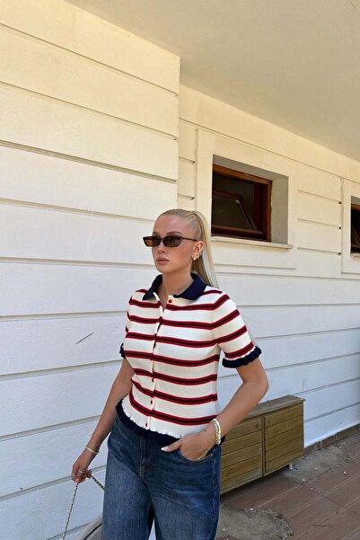 lizge giyim Stripe Detail Knitwear Cardigan