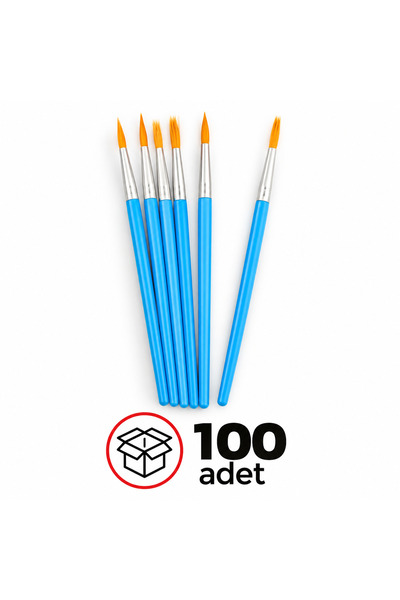 Genel Markalar 100 Adet Boyama Fırçası | 16 cm Yuvarlak Uçlu Resim Fırçası | ...