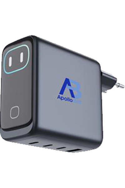 apollobell 140W GaN Hızlı Şarj Cihazı 4 Port USB-C USB-A PD 3.1 LCD Ekran Telefon Tablet Şarj Adaptörü CHU02-007