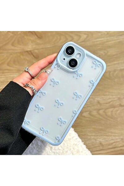 Arabest Blue Bowknot Clear Case for iPhone 14,Aesthetic Ribbon Pattern Soft T...