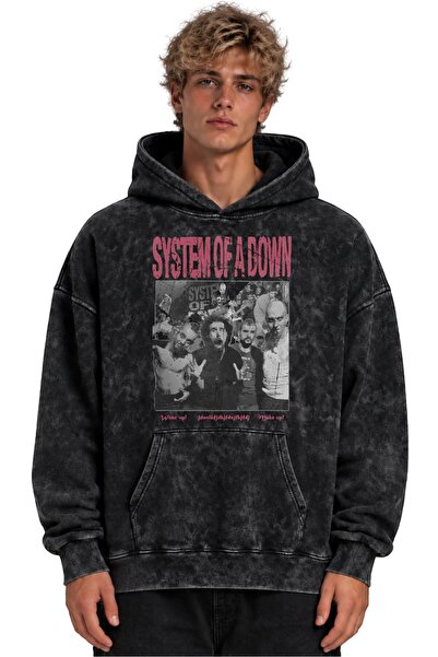 SEVBANO Hanorac lavabil unisex supradimensionat cu imprimeu System of a Down ...