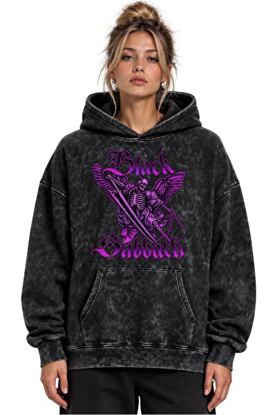 SEVBANO Hanorac cu glugă lavabil, unisex, supradimensionat, cu imprimeu Black...